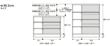 オーダーメイド カウンタ下収納 高さ70cm〜89cm 幅90.2cm 【送料無料】