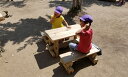 幼児用　木製 ガーデンテーブル セット[ 無塗装] 防腐加工処理済 その1