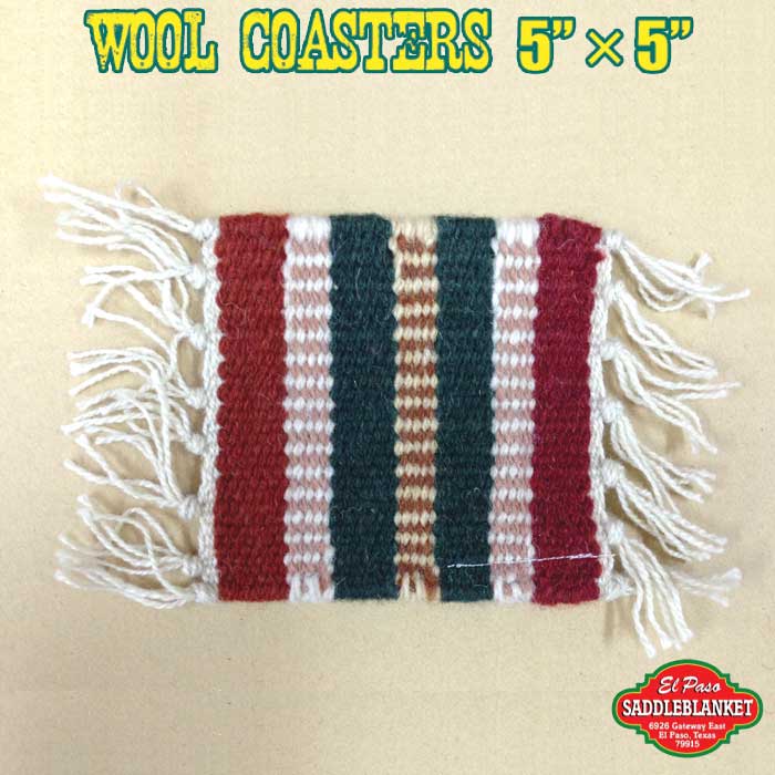 【追跡可能メール便送料無料】エルパソ サドルブランケット 手織り ネイティブ柄 ウール コースター (R柄)