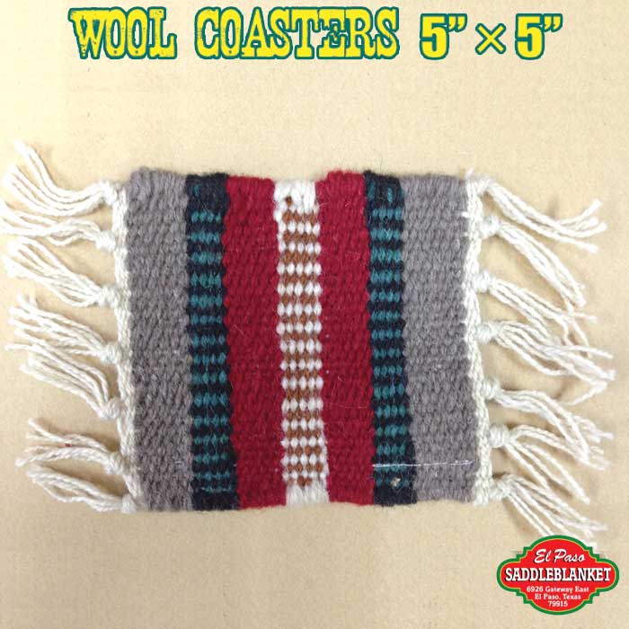 【追跡可能メール便送料無料】エルパソ サドルブランケット 手織り ネイティブ柄 ウール コースター (V柄)
