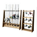 月間優良ショップ連続受賞 WOODWORKS ロッドスタンド 片面10本掛 + リールスタンド Aタイプ (サイズ:M)お買い得2点セット 木製 日本製 【 釣...