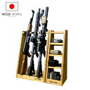 月間優良ショップ連続受賞 WOODWORKS ガンラック 3丁掛 + マガジンラック (色:ライトブラウン) お得な2点セット 木製 日本製 【 ガンラック サ...