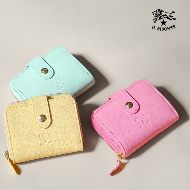 ◇【国内正規販売店】[54222305140]IL BISONTE(イルビゾンテ) スナップボタン二つ折りレザーウォレット/..