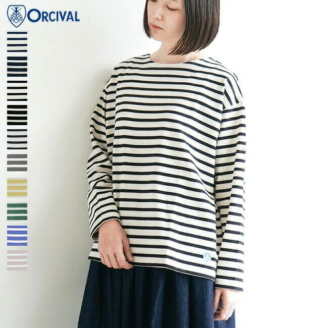 B249 ORCIVAL(オーシバル/オーチバル) コットンロード ドロップショルダーTシャツ/WIDE BOAT NECK L/S P.O. ボーダー レディース 長袖 カットソー