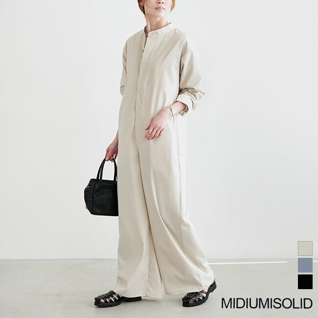 MIDIUMISOLID(ミディウミソリッド) no collar jumpsuit(ノーカラージャンプスーツ)/レディース/オールインワン/オーバーオール/サロペットパンツ