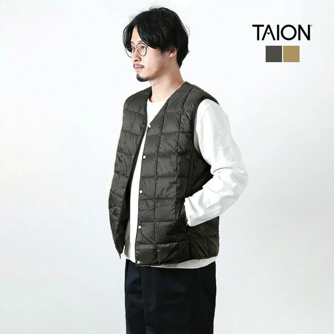 [TAION-001]【収納袋付き】TAION(タイオン)Vネックボタンインナーダウンベスト