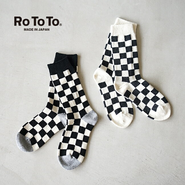 [R1379] RoToTo(gg) RECYCLE WOOL CHECKERBOARD CREW SOCKS(TCNE[`FbJ[{[hN[\bNX/jZbNX) y[֑Ήz