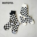 [R1379] RoToTo(ロトト) RECYCLE WOOL CHECKERBOARD CREW SOCKS(リサイクルウールチェッカーボードクルーソックス/ユニセックス) 【メール便対応可】