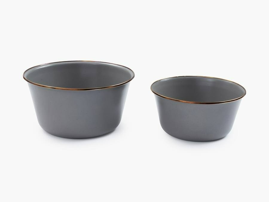 【50%OFF】[ckw-378] / Barebones Living(ベアボーンズリビング) / Enamel Mixing Bowl Set of 2(エナメルミキシングボウル 2サイズセット) / 【カラー】:ストーングレー 【ラッピング対象外】