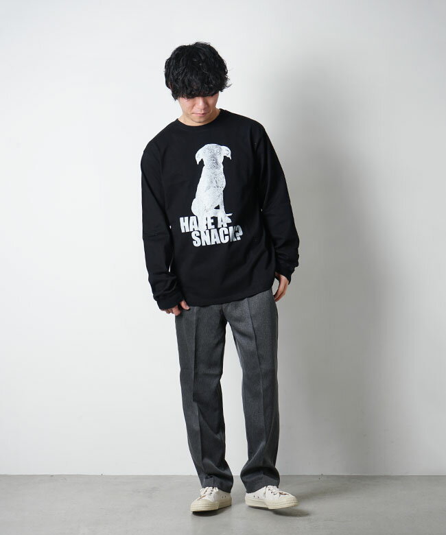 【TIME SALE 20%OFF】[m-2310268]modem design(モデムデザイン) Big dog print long sleeve Tee ビッグドッグプリントロングスリーブTシャツ メンズ ロンT 長袖 3