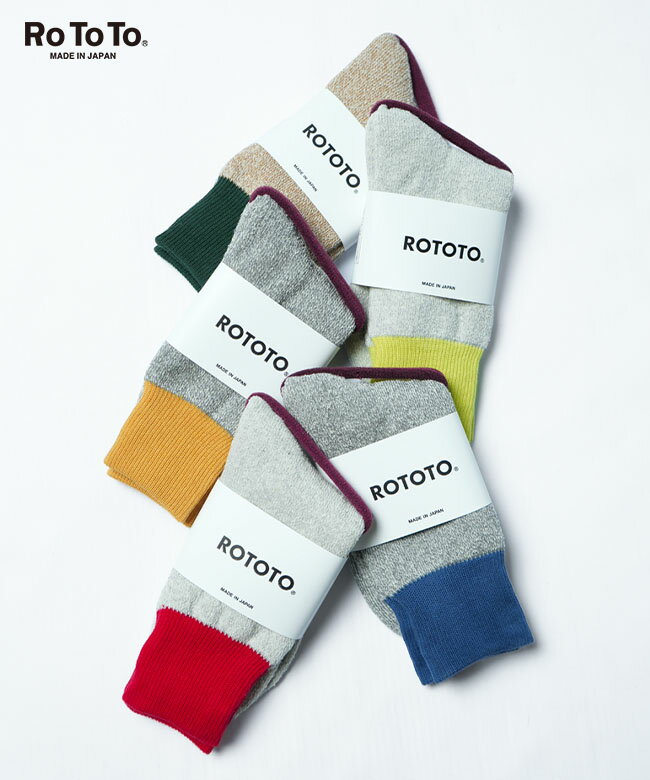 楽天WOODY HOUSE／ウッディーハウス[R1515] RoToTo（ロトト）DOUBLE FACE CREW SOCKS ”SILK ＆ COTTON” ダブルフェイス クルーソックス シルク＆コットン【メール便対応可】