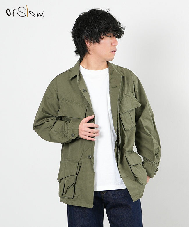 01-6010-76 orSlow(オアスロウ) U.S.ARMY RIPSTOP MILITARY JACKET US アーミーリップストップミリタリージャケット ジャングルファティーグ メンズ アウター