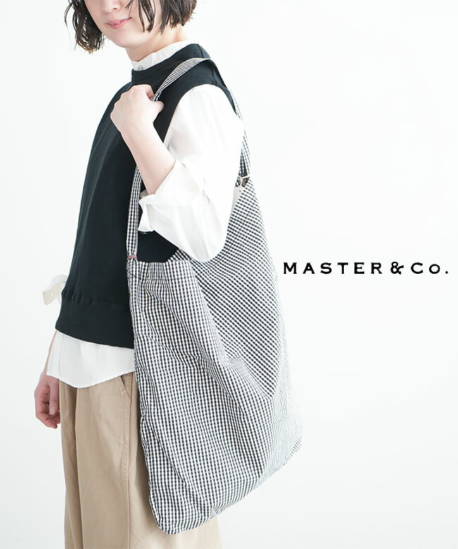[MC1523]MASTER&Co.(マスターアンドコー) GINGHAM CHECK SHOULDER BAG WITH No.7 CHARM　ギンガムチェック ショルダーバッグ