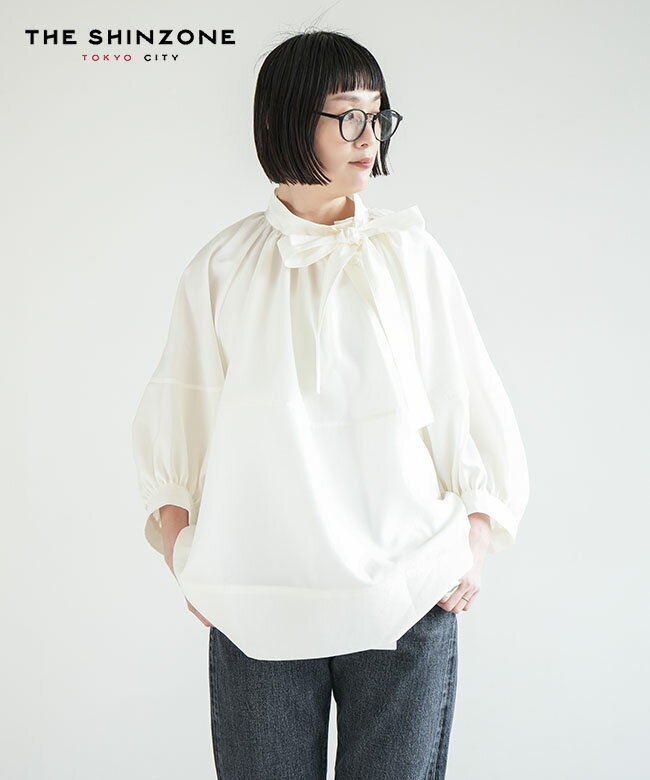 [24SMSBL05]THE SHINZONE(ザ シンゾーン) GATHER TIE BLOUSE ギャザータイブラウス トップス シャツ リボン レディース