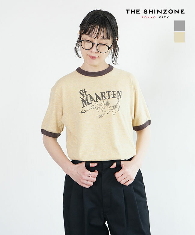 [24SMSCU10]THE SHINZONE(ザ シンゾーン) ST.MAARTEN TEE トップス リンガーTシャツ トリムTシャツ プリントTシャツ レディース