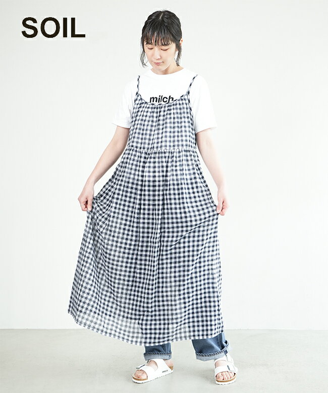 楽天WOODY HOUSE／ウッディーハウス[NSL24025]SOIL（ソイル）FANCY GINGHAM CHECK TWO WAY CAMISOLE DRESS ファンシーギンガムチェック2WAYキャミソールワンピース