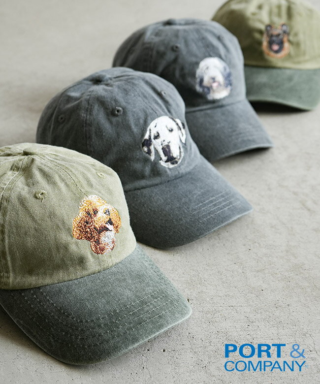 [dog-emb-cap]PORT and COMPANY(|[gAhJpj[) DOG EMBROIDERY COTTON DAD CAP Lbv hJ