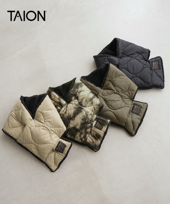[taion-r201alsml-1]TAION(タイオン) ミリタリー リバーシブル ダウンマフラー-ソフトシェル 防寒具 男..