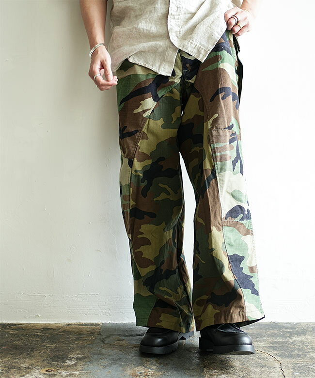 【SALE 30%OFF】[CH4090]CHANGES (チェンジーズ) REMAKE MILITARY PANT リメイクミリタリーパンツ メンズ ボトムス ワイドパンツ カーゴパンツ[25pr]