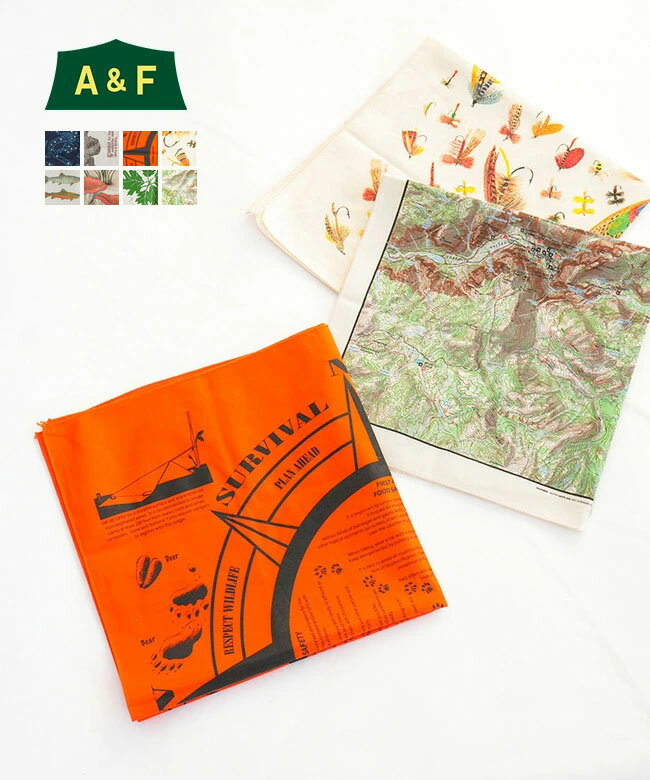 [11180001]A&F(エイアンドエフ) ネイチャープリントバンダナ 雑貨 バンダナ
