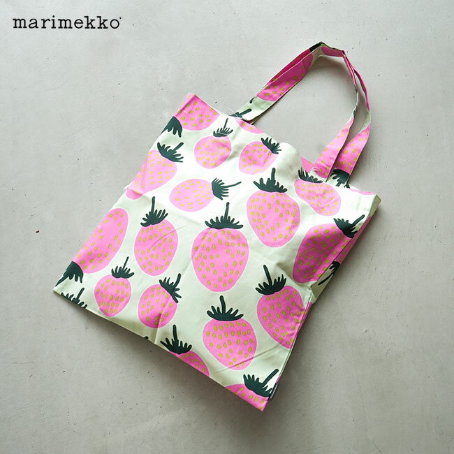  marimekko(マリメッコ) Mansikka ファブリックバッグ/エコバッグ/サブバッグ/トートバッグ/苺/いちご/イチゴ/マンシッカ 