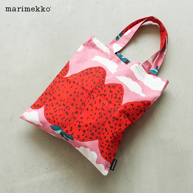 【国内正規販売店】[52239-4-72759] marimekko(マリメッコ) Mansikkavuoretファブリックバッグ(マンシッカヴォレット)/イチゴの山/Eelia/トートバッグ/エコバッグ【メール便対応可】