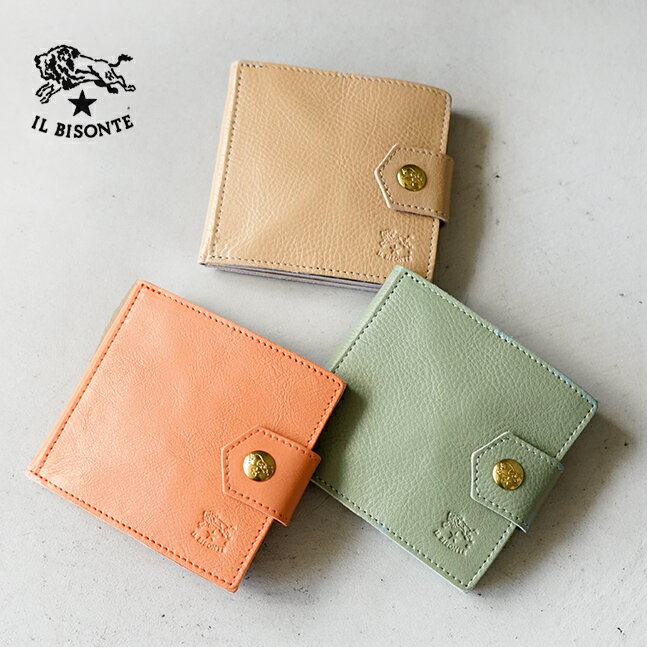 楽天WOODY HOUSE／ウッディーハウス◇【国内正規販売店】[54232310241] IL BISONTE（イルビゾンテ） 【AUTUMN/WINTER 2023】スナップボタン2つ折り財布