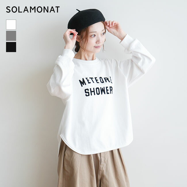 ◇[SMA-PEN-RD-LT-PT]SOLAMONAT(ソラモナ) ペンネ天竺メンズライクプリントプルオーバー レディース トップス ロンT カットソー スウェット トレーナー 1