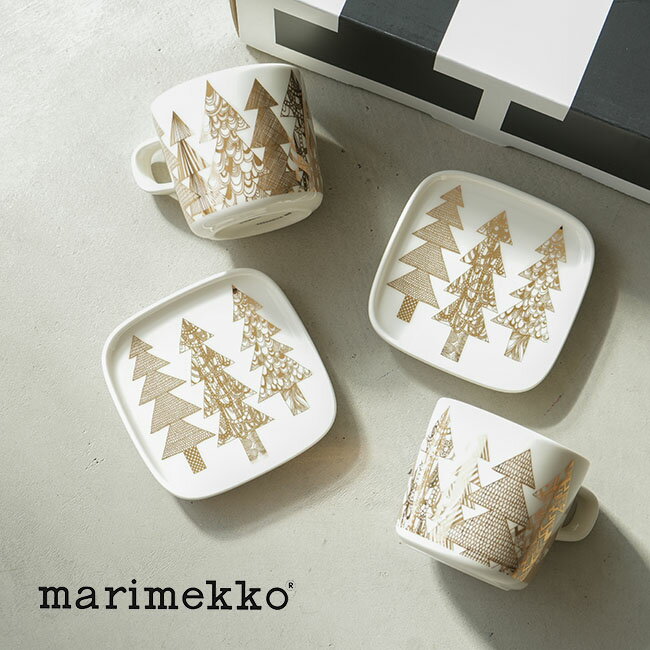 【国内正規販売店】[52239472865]marimekko(マリメッコ) Kuusikossa マグカップ&プレートセット コップ お皿 小皿 2点セット 2個セット