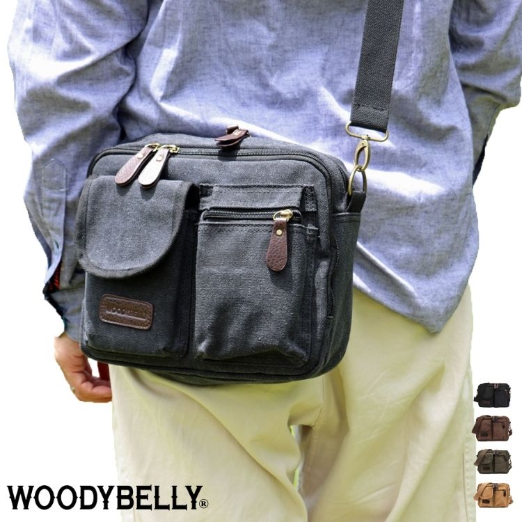 WOODYBELLY ショルダーバッグ メンズ 帆布 父の日 プレゼント キャンバス 小さめ 小さい 斜め掛け 斜めかけバッグ 多収納 軽量 軽い 男性 誕生日 祖父 肩掛けバッグ 母の日 帆布バッグ 旅行用カバン トラベルバッグ 海外旅行 使いやすい 鞄 30代 40代 50代 60代 70代