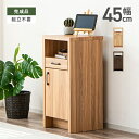 電話台 ファックス台 完成品 幅45cm ロータイプ 収納棚 引き出し付き 開き扉付き