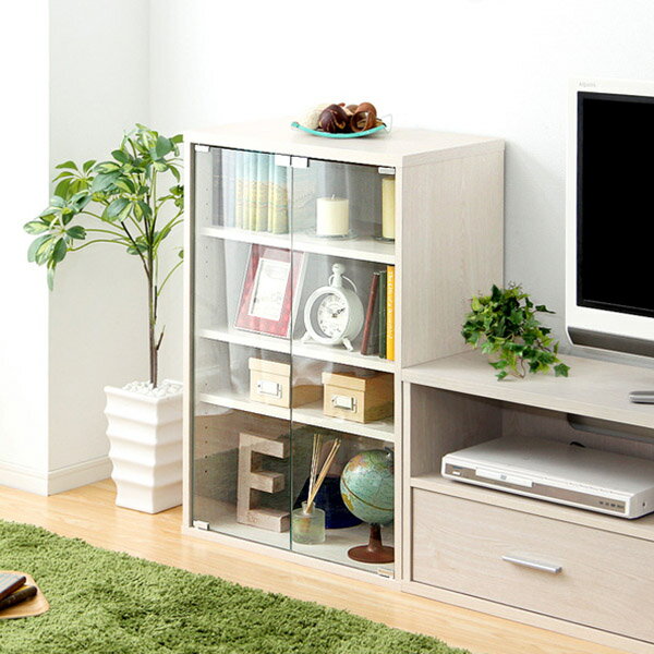 あす楽 食器棚 おしゃれ 北欧 安い ガラス扉 4段 本棚 キッチン カウンター 収納 可動棚 ラック 木製 レンジ台 ロータイプ コンパクト ミニ 調味料 小...