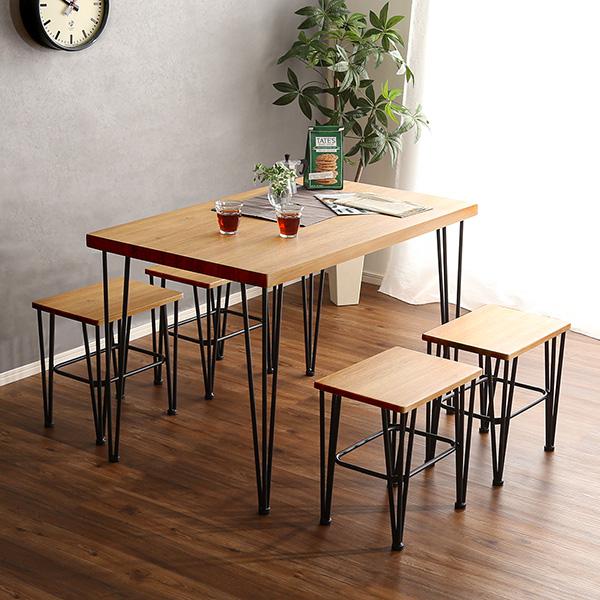 あす楽 ダイニングテーブルセット 5点 椅子 チェア 4脚 4人用 四人用 コンパクト アイアン脚 小さめ 一人暮らし ウォールナットブラウン ナチュラル 小さ...