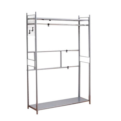 丈夫 頑丈 伸縮 ハンガーラック 低い スーパーワイド グレー ( クローゼット ワードローブ タン ...