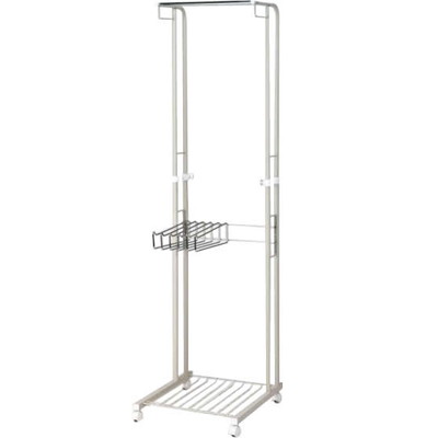 伸縮 ダブル すき間 ハンガーラック 低い スリム コンパクト 幅45 日本製 ( パイプハンガー  ...