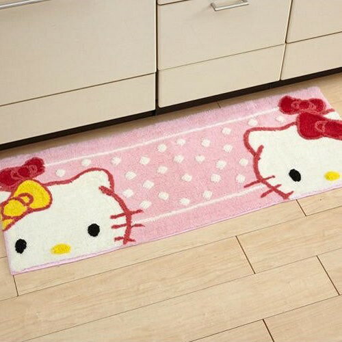 キッチンマット おしゃれ 北欧 クッション 120 ロング 台所 ラグ カーペット 幅広 滑らない 滑り止め 洗える 洗濯 45×120 ネコ 猫 ねこ キティ