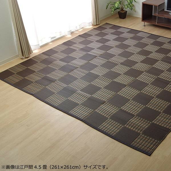 乐天商城 - ダイニングラグ 夏 涼しい 冷感 拭ける 洗える 洗濯 アジアン モダン アーバン デザイン 防水 フローリング 撥水 おしゃれ ラグマット 安い マット リビング ペット 犬 正方形 本間 2畳 191×191 ブラウン キャンプ アウトドア 日本製 クール スタイリッシュ 幾何学