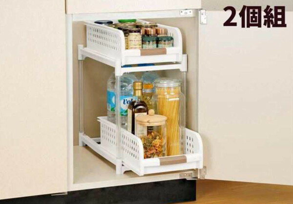 流し下収納 洗面台 食器 棚 キッチン 流し台収納 シンク下 コンロ下収納 ガス台下収納 調味料ラック 調味料入れ スパイスラック 収納棚 2個 2段 二段 日...