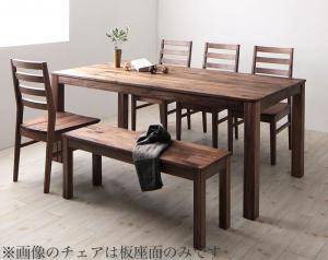 ダイニングテーブルセット 6人用 椅子 ベンチ おしゃれ 安い 北欧 食卓 6点 ( 机+チェア4+長椅子1 ) ウォールナット 板座×レザー座 幅180 デザイナーズ クール スタイリッシュ ヘリンボーン風 ミッドセンチュリー 無垢 大きい 大きめ パーティ ビュッフェ