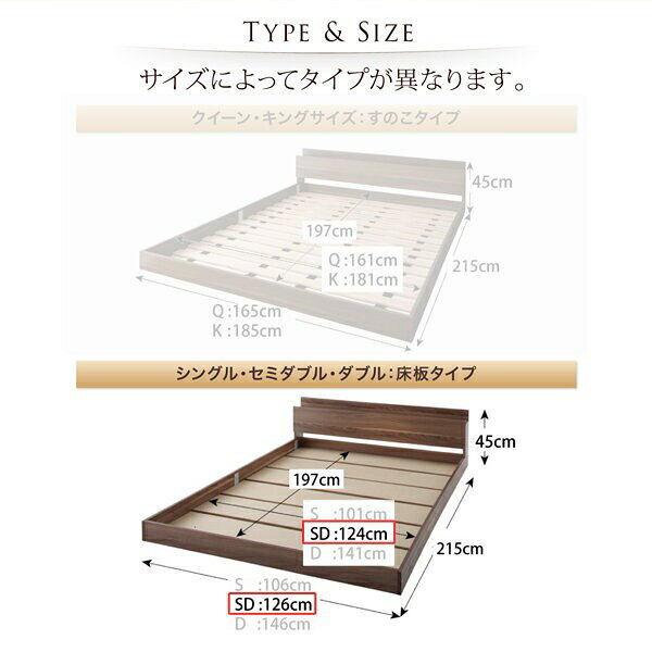 セミダブルベッド 一人暮らし SD マットレス付き ローベッド ロータイプ フロア 低床 低い 宮付き ヘッドボード 枕元 棚 ラック 携帯置き ティッシュ置き メガネ置き リモコン 頭上 収納 コンセント ゲーム ケーブル スマホ 充電 電気 ヴィンテージ メンズ モダン レトロ [3]