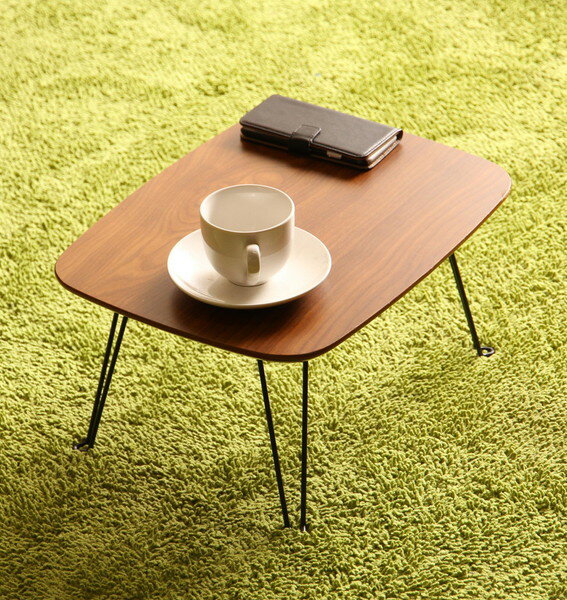 ローテーブル 完成品 ミニ かわいい 可愛い 化粧 メイク 折りたたみ 折り畳み 折畳み 折れ脚 スチール脚 長方形 四角 角丸 木目 ブラウン 茶色 ブラック...