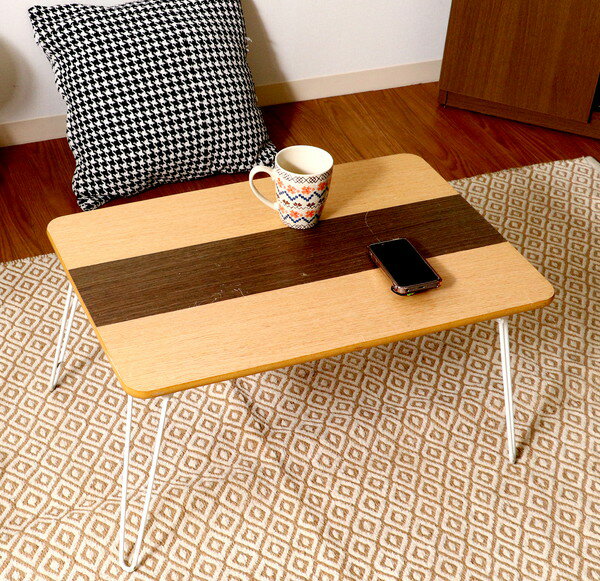 ローテーブル 完成品 センターテーブル 折りたたみ 折り畳み 折畳み 折れ脚 スチール脚 長方形 四角 角が丸い 角丸 木目 ナチュラル ブラウン 茶色 幅60...