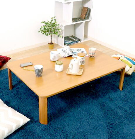 ローテーブル 完成品 センターテーブル 折りたたみ 折り畳み 折畳み 折れ脚 持ち運び 長方形 四角 角が丸い 角丸 木目 ナチュラル 幅105 奥行75 高さ...