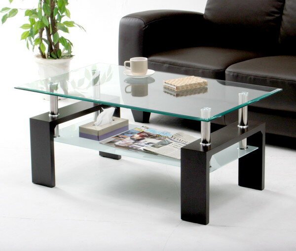 センターテーブル ローテーブル ディスプレイ 棚付き ダークブラウン 茶色 【 ガラステーブル ガラス リビングテーブル ダイニングテーブル ちゃぶ台 サイドテ...