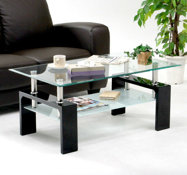 センターテーブル ローテーブル ディスプレイ 棚付き ブラック 黒 【 ガラステーブル ガラス リビングテーブル ダイニングテーブル ちゃぶ台 サイドテーブル ...