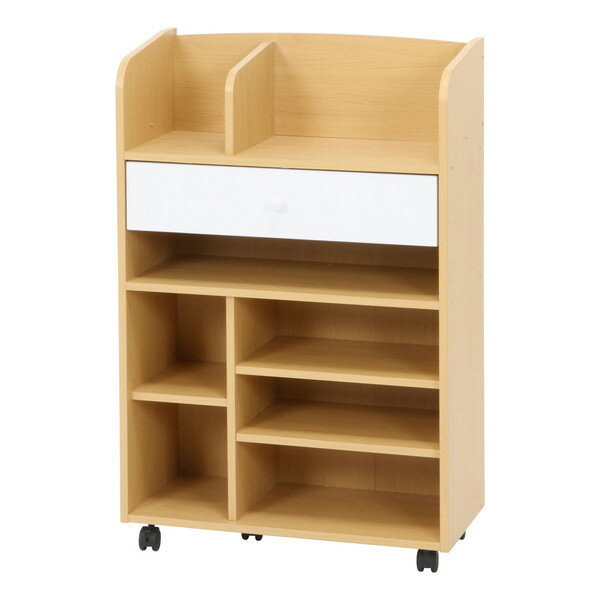 本棚 おしゃれ 北欧 安い 収納 整理 棚 ラック 大容量 子供 シェルフ 書棚 単行本 コミック 文庫本 漫画 マンガ cd dvd マガジンラック ナチュラル×ホワイト 幅62 奥行29 高さ97 [2]