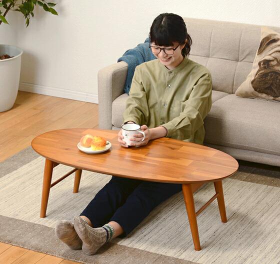 ローテーブル センターテーブル ちゃぶ台 木製 折りたたみ おしゃれ 北欧 リビングテーブル コーヒーテーブル 応接テーブル ローデスク 机 4人 大きい 楕円...