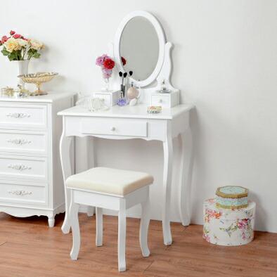 ドレッサー 1面 テーブル 化粧台 コスメ 鏡台 机 収納 姿見 コンパクト ミニ 北欧 アンティーク かわいい 姫系 ジュエリー アクセサリー 大容量 おしゃ...