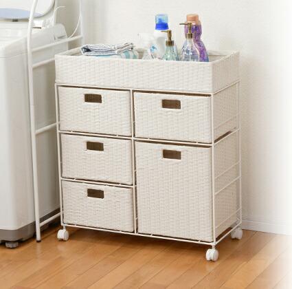 ランドリーワゴン 洗面所 キャスター ランドリー ラック キッチン 収納 タオル スリム 薄型 サニタリー ボックス 棚 大容量 安い 脱衣所 下着 洗剤 浴室...