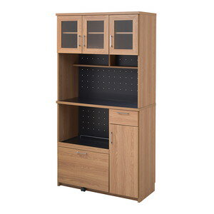 あす楽 食器棚 おしゃれ 北欧 安い キッチン 収納 棚 ラック 木製 レンジ台 キッチンボード カップボード ハイタイプ 大容量 約 幅90 スライド 炊飯器...